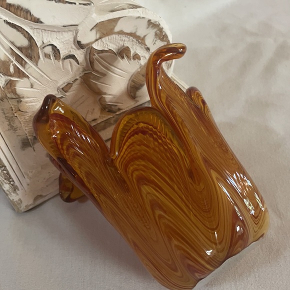 Murano Orange Italian Vase - Picture 2 of 8
